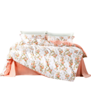 富安娜四件套纯棉100%全棉床单床品套件双人加大被套 汐颜 230*229cm