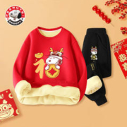 SNOOPY 史努比 儿童拜年服套装加绒加厚