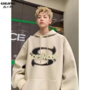 GSLONG 港士龙 oversize美式加绒卫衣男2023秋季新款潮牌外套宽松连帽外套