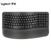 罗技（Logitech）Wave Keys人体工学键盘 +4° 倾角支架 配备软垫与掌托 舒适办公 同时连接3台设备 石墨黑