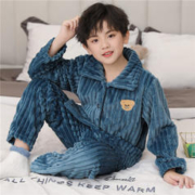 瑄妮薇 儿童法兰绒睡衣套装亲子款加绒睡衣男童家居服