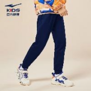 鸿星尔克 加绒保暖长裤加厚裤 蓝黑色-摇粒绒