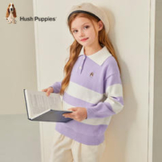 Hush Puppies 暇步士 时尚条纹Polo针织衫 风信紫 130cm