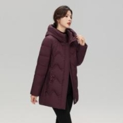雪中飞 2023时尚简约双重保暖连帽立领刺绣印花时尚女式短款羽绒服