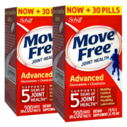 Move Free益节红瓶 维骨力氨糖软骨素钙片 关节灵骨胶原骨维力 盐酸氨基葡萄糖 中老年补钙片 日常养护 红瓶200*2
