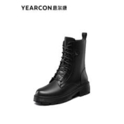 意尔康女靴 马丁靴女冬季新款加绒保暖中跟短筒女靴 2色多码