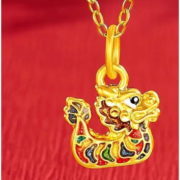 京东百亿补贴：China Gold 中国黄金 本命年龙年女999足金生肖项链圣诞新年礼物送女友 龙舟吊坠