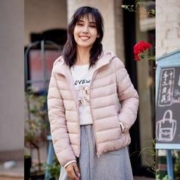 TANBOER 坦博尔 女士轻薄款羽绒服女时尚轻便秋抽绳连帽短款外套