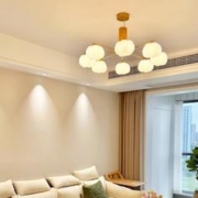 LUUGAA 鹿家良品 原木奶油棉花灯 吊线款 88cm 8头 40W