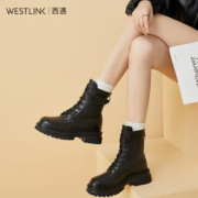 京东PLUS：WESTLINK 西遇 女士黑色马丁靴