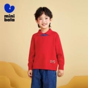 迷你巴拉巴拉 男童新年德绒毛儿童polo针织衫