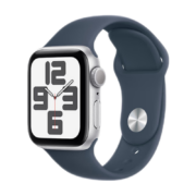 Apple/苹果 Watch SE 2023款智能手表GPS款40毫米银色铝金属表壳风暴蓝色运动型表带S/M MRE13CH/A