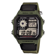 卡西欧【礼物】手表休闲钢带防水小银表小方块多功能学生男士手表 AE-1200WHB-3BVDF