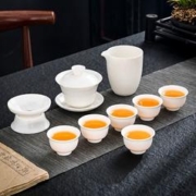 道誉 羊脂玉白瓷简约茶具茶杯单杯家用轻奢功夫茶盖碗办公室泡茶公道杯