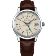 Grand Seiko  冠蓝狮gs机械复古奶油面鳄鱼皮表带正装大三针男表 SBGM221G