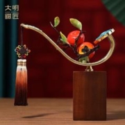大明铜匠 新中式铜柿子摆件 长21*7.5*20.5cm