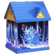 森森小型超白缸TF-250款生态桌面金鱼缸水族箱 27cm长+海底世界景