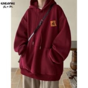 GSLONG 港士龙 无性别连帽加绒款卫衣男春秋季2023新款美式外套over外套