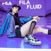 FILA 斐乐女鞋猫爪鞋3代老爹鞋休闲运动鞋缓震厚底慢跑鞋FLUID Ⅲ 黑/南极灰-BA 37.5