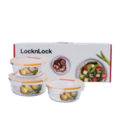 乐扣乐扣（LOCK&LOCK）微波炉饭盒 玻璃套装保鲜盒套装三件套(600ml*2+900ml)LLG851S008