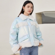 VERO MODA 仿羊羔毛拼接 炫彩羽绒服 双色