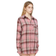 bm 衬衫粉色格子女衬衫外套宽松慵懒风明星私服孙怡同款