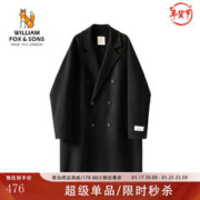 William fox&sons 威廉福克斯70%初剪精纺羊毛双面呢英伦复古经典双排扣毛呢大衣男 黑色 170/M