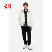H&M HM男装夹克2023冬季新款保暖户外尼龙防风疏水连帽外套1160969