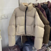 FOURDATRY 冬季小个子短款立领加厚棉衣女装修身时尚面包服羽绒棉服 白色 S