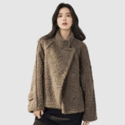 需品牌礼金：对白蓬松大颗粒仿羊羔绒立领外套 女款尺码自选