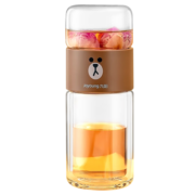 九阳（Joyoung）茶水分离杯双层玻璃杯家用办公泡茶杯过滤杯B23G-WR510XL(BROWN)