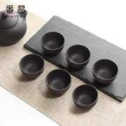 番易 功夫小茶杯 紫砂陶瓷小杯子品茗杯耐热家用客厅茶盏工具套装 紫砂款约35ML 6个装