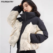 FOURDATRY 日系拼色羽绒服女