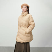 ERAL 艾莱依 披肩式羽绒服女2023新款设计感斜门襟短款针织围脖冬季外套