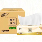 清风抽纸餐巾纸原木纯品3层24包100抽  *3件