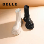 BeLLE 百丽 休闲弹力靴女百搭厚底增高圆头瘦瘦靴B1498DD3 黑色 36