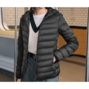 京东百亿补贴：京东京造 轻量云感 轻薄立领羽绒服女冬窄绗缝轻暖百搭外套 黑色S