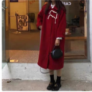 BTTKDL 冬装牛角扣中长款呢子大衣 浆果红 S