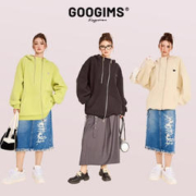 Googims 卫衣男女情侣开衫连帽美式潮牌休闲运动宽松春秋新款高端时尚外套 暮光黑