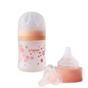 88VIP会员：Pigeon 贝亲 自然实感第三代FUN系列 玻璃奶瓶 160ml 浪漫樱花 1月++奶嘴 2只装 3月+/6月+