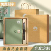 白金丽人 定制笔记本子礼盒套装记事本商务会议记录本皮面日记本公司新年礼物元旦礼品可定制logo A5浅绿+签字笔