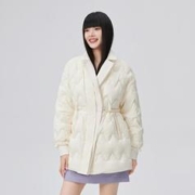 ERAL 艾莱依 时尚西装领女式羽绒服女中长款冬季加厚抽绳收腰外套