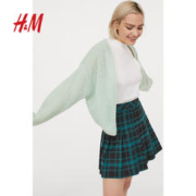 H&M HM女装半身裙冬季女新款休闲时髦格纹高腰百褶短裙0869379
