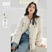 20点开始：DUIBAI 对白 CDW014W 女士仿羊羔毛小香风外套