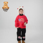 TEDDY ISLAND 泰迪爱兰 男女童加绒卫衣 红色喜庆保暖 拜年服 红-飞龙在天