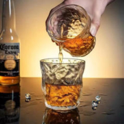 Fassonly FASSON精选北欧ins风冰川玻璃杯水杯子磨砂简约 矮款透明冰川杯 300ml