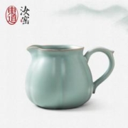 东道 汝窑功夫茶具 开片陶瓷公道杯茶海功夫茶道配件 礼盒装 小肚茶海（天青）250ML
