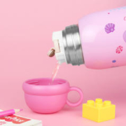 Fisher-Price 儿童水杯316双盖多用保温杯男女学生大容量喝水杯带杯套600ML粉色