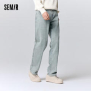 Semir 森马 牛仔裤男时尚休闲通勤裤子纯色宽松直筒长裤109723124104 牛仔中蓝88202 30