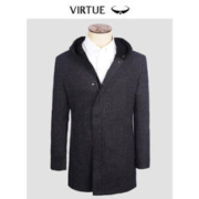 Virtue 富绅 绵羊毛针织大衣连帽中长款
